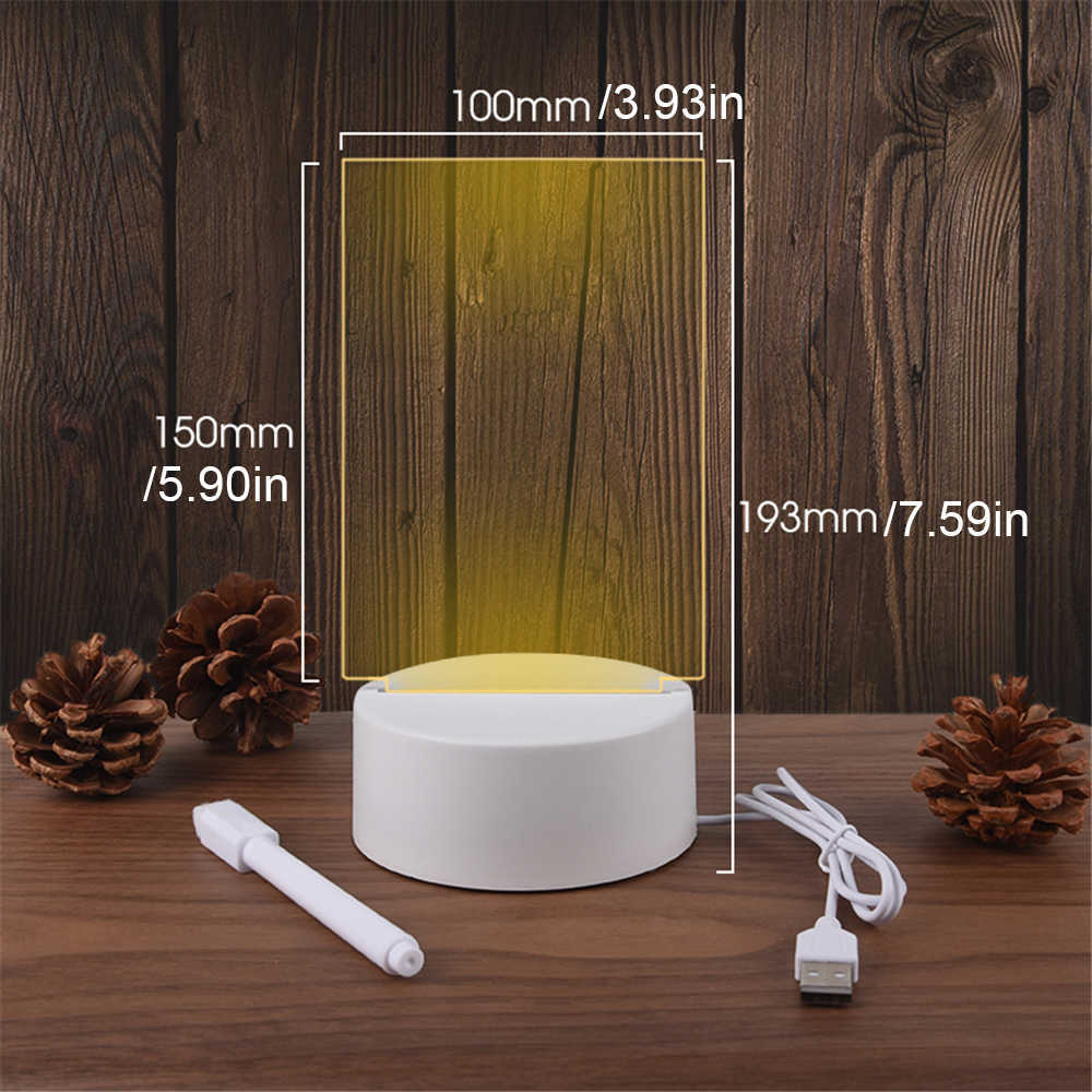 Transparent Message Night Light Glowing Memo Acrylic LED Ambient Lights Daily Moment Note Board Erasable Room Decor Gift HKD230628