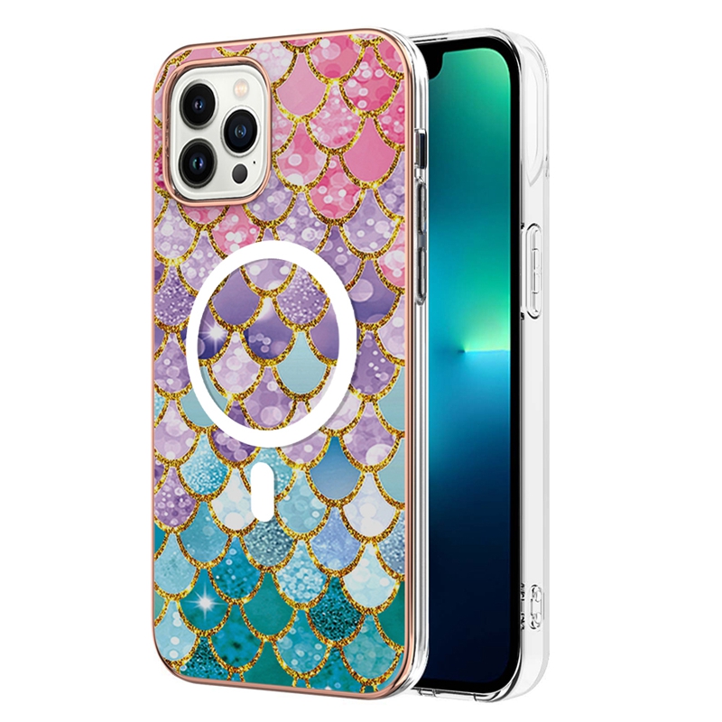 Luxury Magnet Wireless Charging Marble Cases For Iphone 14 Pro Max Plus 13 12 11 2.0MM Metallic Soft TPU Chromed Stone Quartz Granite Magnetic Anti-Fall Phone Back Cover