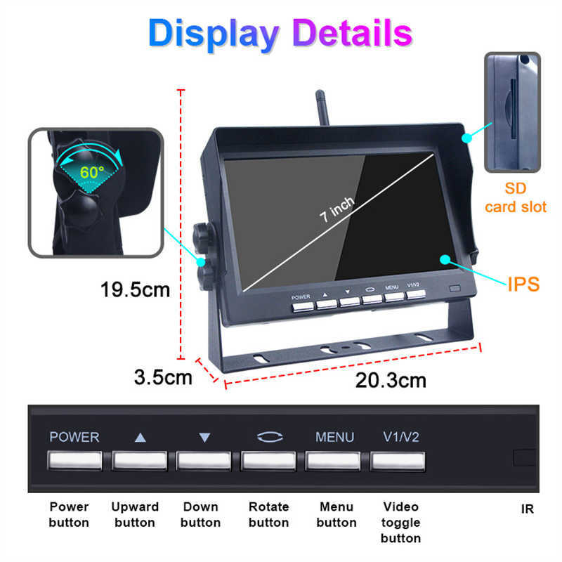 s 7-Zoll-Wireless-Automonitor-Bildschirm Reverse Fahrzeugmonitore Rückfahrkamera-Bildschirm für Automonitor für Auto Truck RV L230619