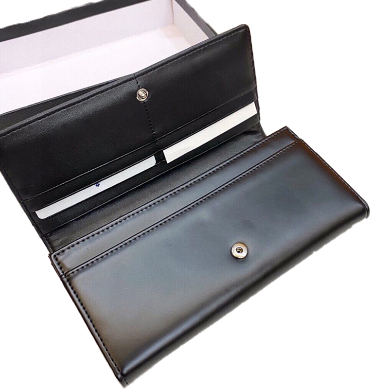 Black Leather Wallets Business Handbags Mens Womens Dress Pouch Document Holders and Clutches Fashion Coins Purse Long 2793998