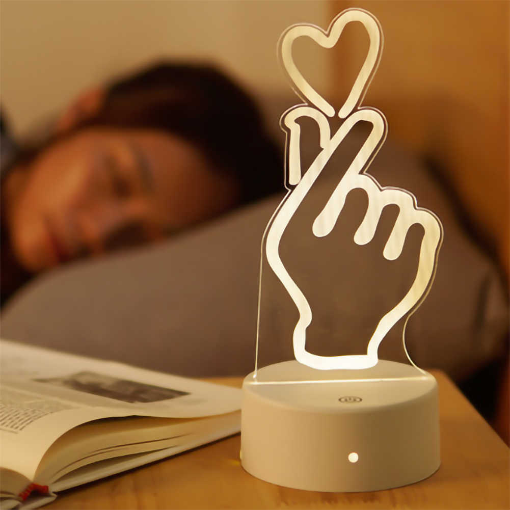 Luzes 3D Romantic Love LED Night Light Acrílico Desktop Candeeiro de Mesa Sala de Estar Quarto Iluminação de Cabeceira Decoração para o Dia dos Namorados HKD230628