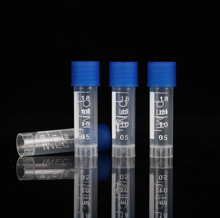 Tubo de congelamento de plástico de laboratório graduado de 1,8 ml Tubo de criopreservação Tubo criogênico de laboratório criogênico com tampa rosqueada SN4174