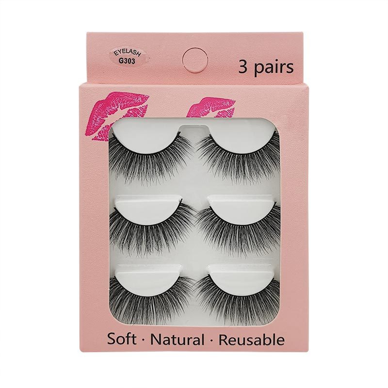 3 Pares 3D Imitation Mink Hair Cílios Nature Bushy Crossing Lashes Individual Strip Cílios Grossos Cílios Falsos Ferramentas de Maquiagem HZ0041