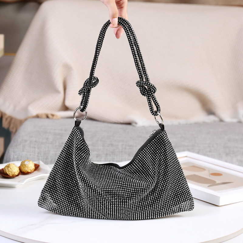 Totes Handle Shining Crystal Rhinestones Evening Clutch Pures and Handbag Luxury Designer Silver Shoulder Bag Polse Party Bag Stylisheendibags