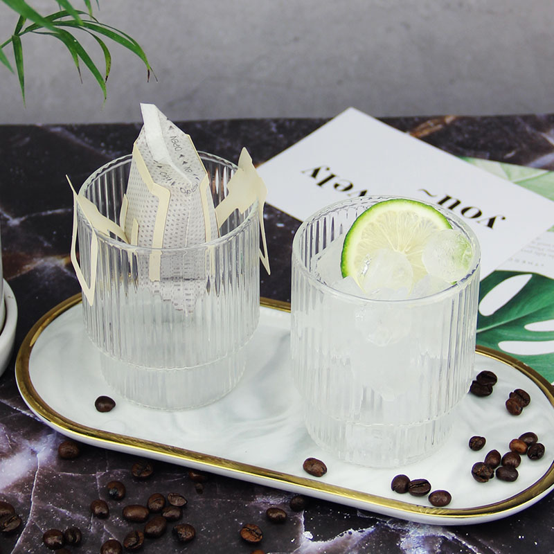 Vertical striped glass cup, household heat-resistant and high appearance coffee beverage cup