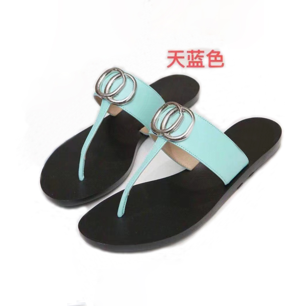 Med Box Beach Sandals Classic äkta läder tofflor Designer Slides Women Flat Slide Flip Flops Crocodile Sandal Womens Shoes Shoes