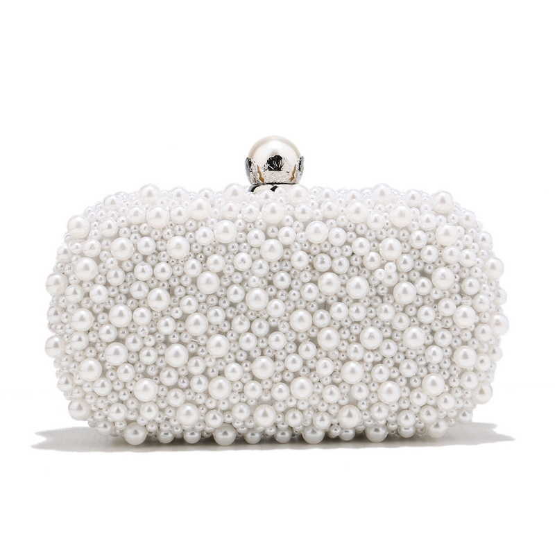 Totes Beading Women Rhinestones Metal Pearl Evening Bags Full Brodery Chain Shoulder Handväskor Purse Stylisheendibags