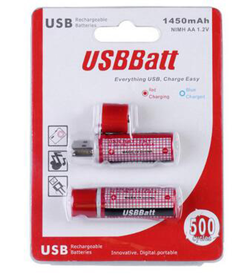 USB -uppladdningsbara AA -batterier 1.2V 1450 mAh långvarig bärbar dubbel ett NIMH NI -cellbatteri för barnleksaken