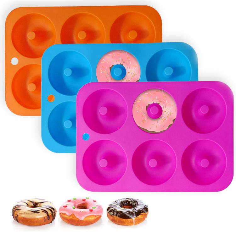 Silikon Donut Mold Baking Pan Diy Donuts 6 Graid Mold Maker Non-Stick Silicone Cake Mold Pastry Baking Tools SN6232