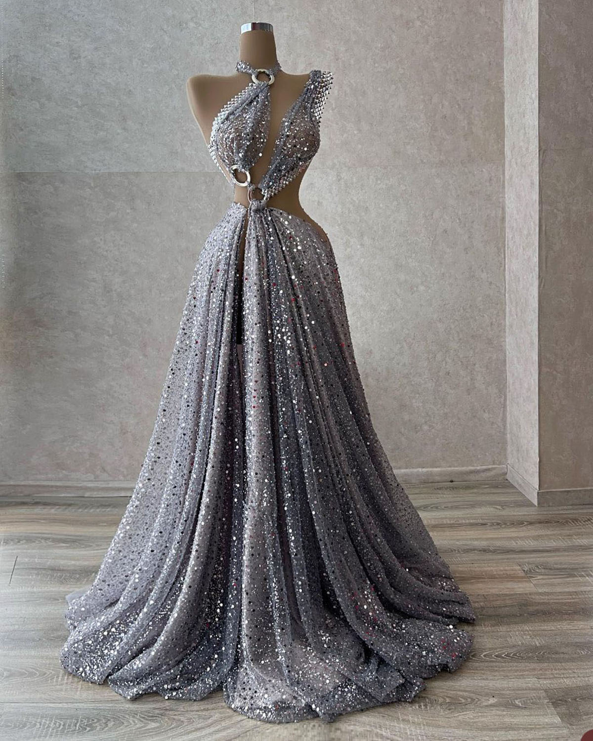 Superbes robes de bal sirène licou sans manches Art Design côtés en coupe paillettes dos nu plis robe de cour sur mesure grande taille robe de soirée robe De Noite