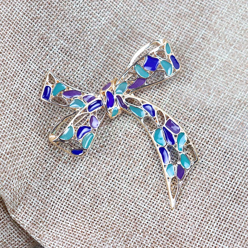 Noeud papillon coloré strass broche femme Simple personnalité mode broche costume Anti-lumière Corsage nœud papillon broche broche broche