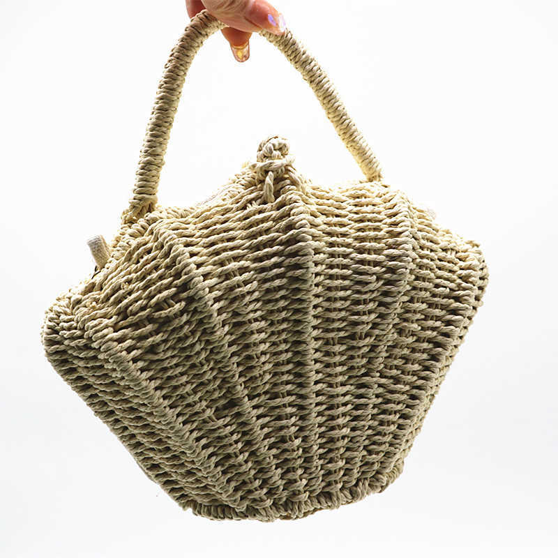 Totes Shell-shaped chain small Messenger Bag rattan woven ins shoulder portable beach vacation Straw bag stylisheendibags