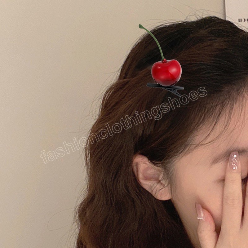 Mode Ins Mignon Simulation Fruit Pince À Cheveux Pour Les Filles Cerise Épingles À Cheveux Kawaii Étudiant Bangs Barrettes Latérales