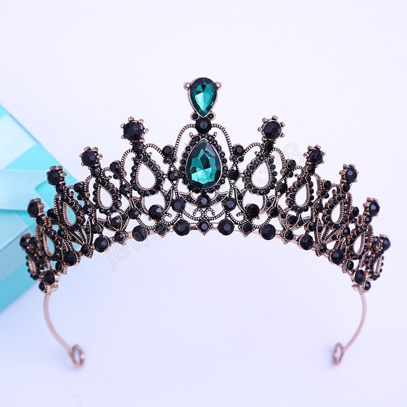 Vintage Black Queen Bruidskroon Hoofddeksels Kristal Tiara Voor Vrouwen Bruiloft Kroon Haar Jurk Accessoires Sieraden