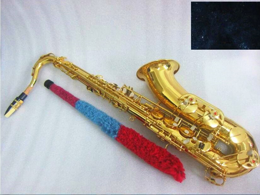 آلة موسيقية موسيقية من النحاس الأصفر المطلي بالذهب المسطح من Tenor Saxophone B مع علبة