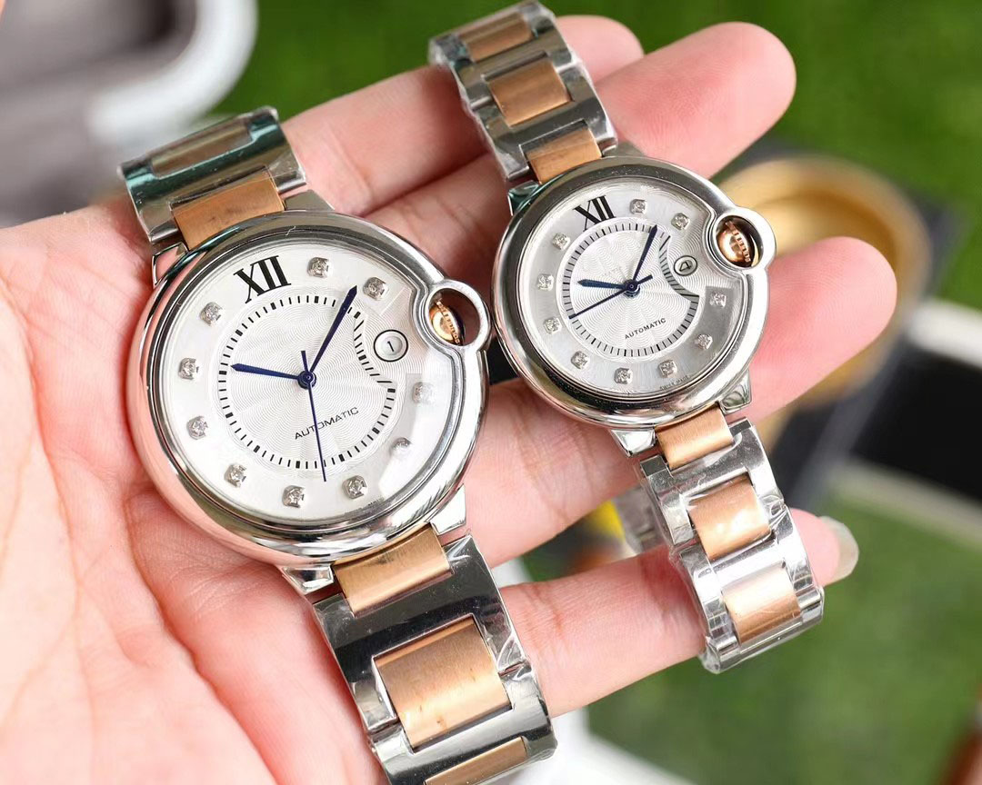 숙녀 시계 완전 자동 기계식 시계 33mm 42mm 스테인레스 스틸 스트랩 탑 손목 시계 CA 블루 디자인 Montre de luxe 손목 시계 선물