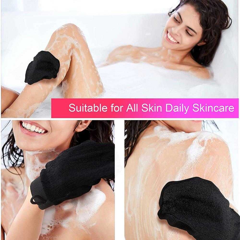 Dayanıklı Çift Taraflı Ölü Cilt Temizleme Vücut Scrubber Peeling Eldiven Yüz Masajı Banyo Duş Spa Için Ovma Eldivenleri