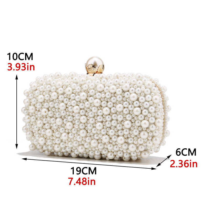 Totes Beading Women Rhinestones Metal Pearl Evening Bags Full Brodery Chain Shoulder Handväskor Purse Stylisheendibags