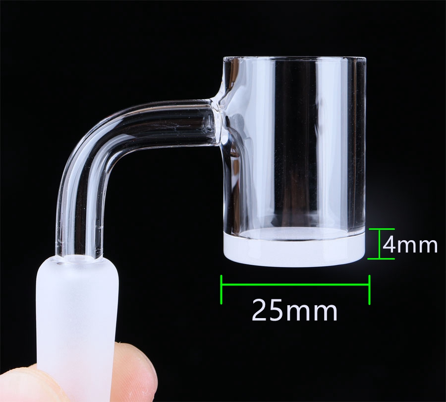 25 mm Quartz Banger Nail med 4 mm ogenomskinlig botten hona hane 10 mm 14 mm 18 mm för Dab Rig Bong