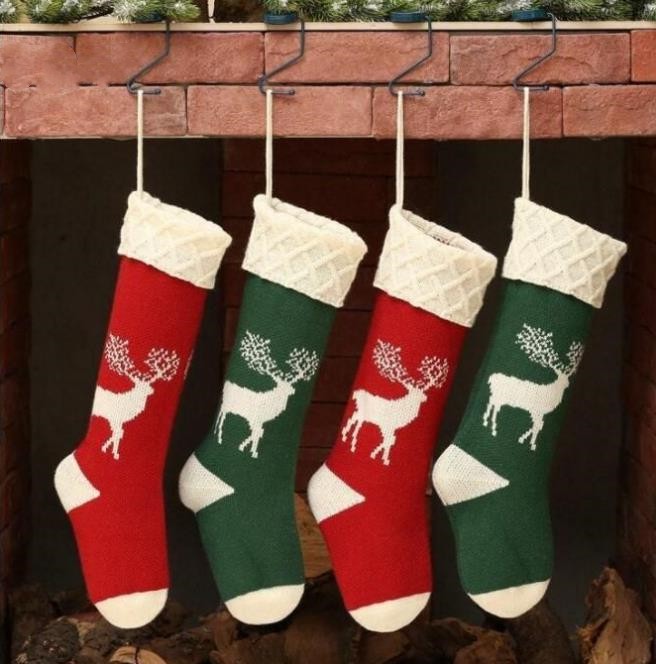 Personalisierte hochwertige gestrickte Weihnachtsstrümpfe, Geschenktüten, gestrickte Dekorationen, Weihnachtssocken, große dekorative Socken