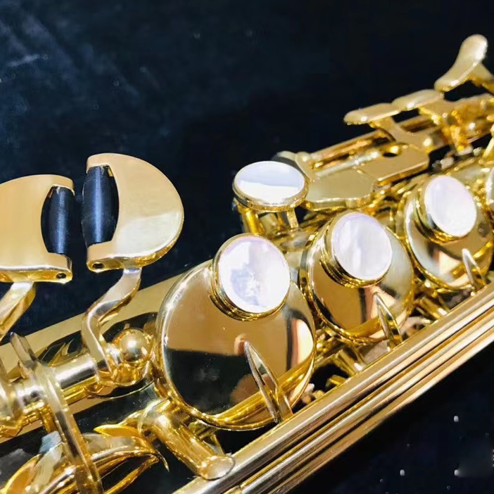 Hoge kwaliteit S-W020 sopraan rechte pijp saxofoon Bes gelakt goud messing jazz instrument met case sopraansax