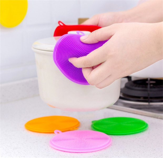 4.5 Inch For Sterile Cleaning Silicone Double Dish Washing Scrubber Kitchen Vegetable Universal Cleaning Brush JL1359