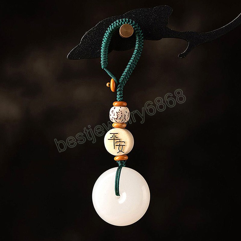 Imitar Hetian Jade Amuleto da Sorte Chaveiro Fivela da Paz Pingente Mascotes Para Homens e Mulheres Presentes da Sorte Moda Amuletos Finos Jóias