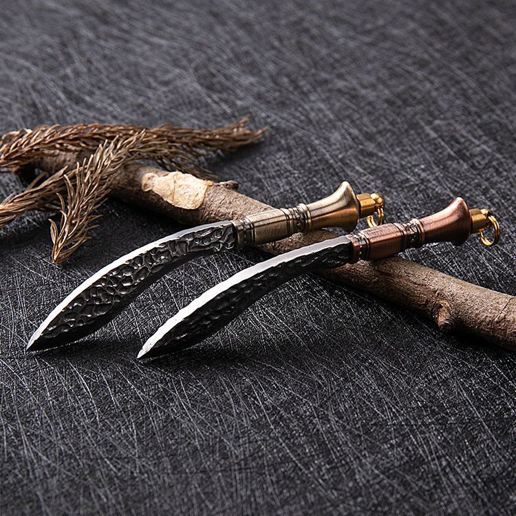 High Quality R8342 Small Machete Knife High Carbon Steel Blade Brass Handle Fixed Blades Knives Outdoor Camping Hiking Fishing Survival Knives With Leather Sheath