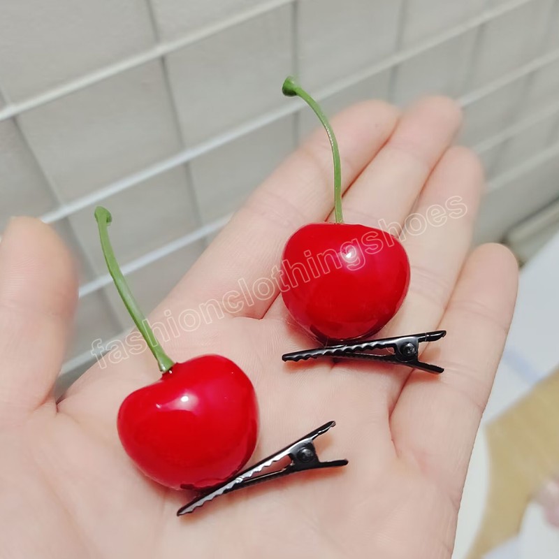 Mode Ins Mignon Simulation Fruit Pince À Cheveux Pour Les Filles Cerise Épingles À Cheveux Kawaii Étudiant Bangs Barrettes Latérales