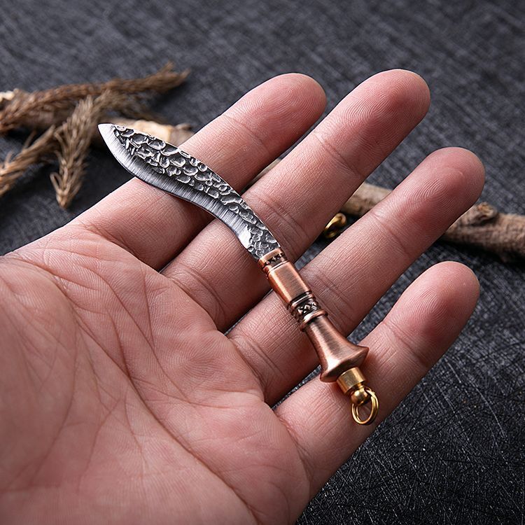 High Quality R8342 Small Machete Knife High Carbon Steel Blade Brass Handle Fixed Blades Knives Outdoor Camping Hiking Fishing Survival Knives With Leather Sheath