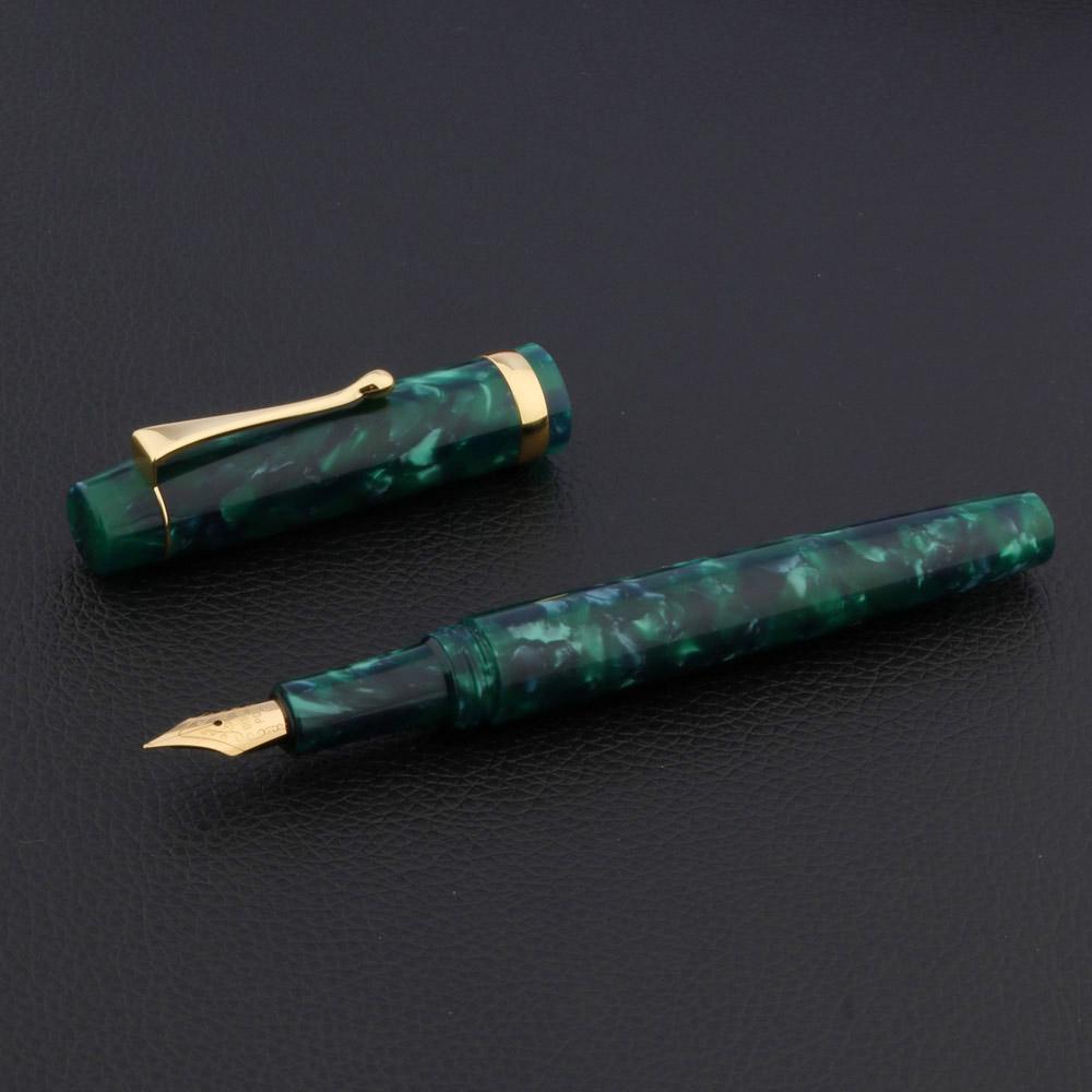 Pennor 2022 Lyxig akryl Agat Fountain Pen Green Spinning Stationery Student Office School Supplies Golden Ink Pennor