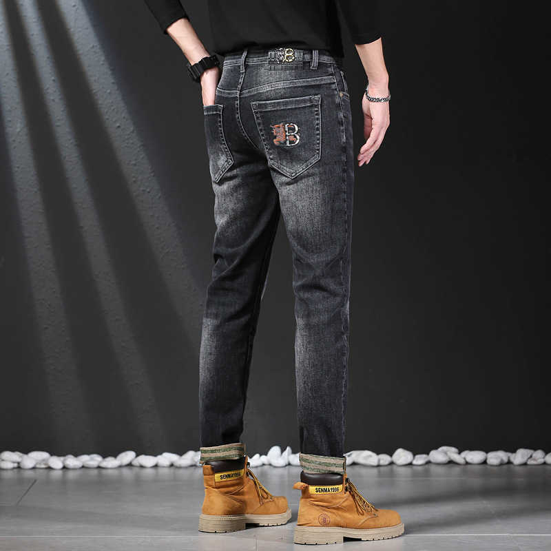 Heren Jeans Designer 2022 Herfst/Winter Nieuw Merk Voor Zakelijke Kleine Rechte Mouw Casual Elastiek Midden Taille Jeugd borduurwerk QH5P