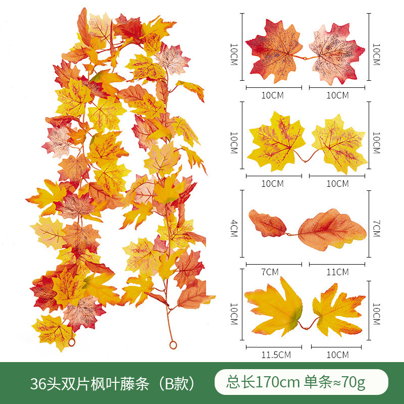 Fall Garland Maple Leaf Hanging Vine Garland Artificial Autumn Garland Thanksgiving Decor for Home Wedding Party Christmas