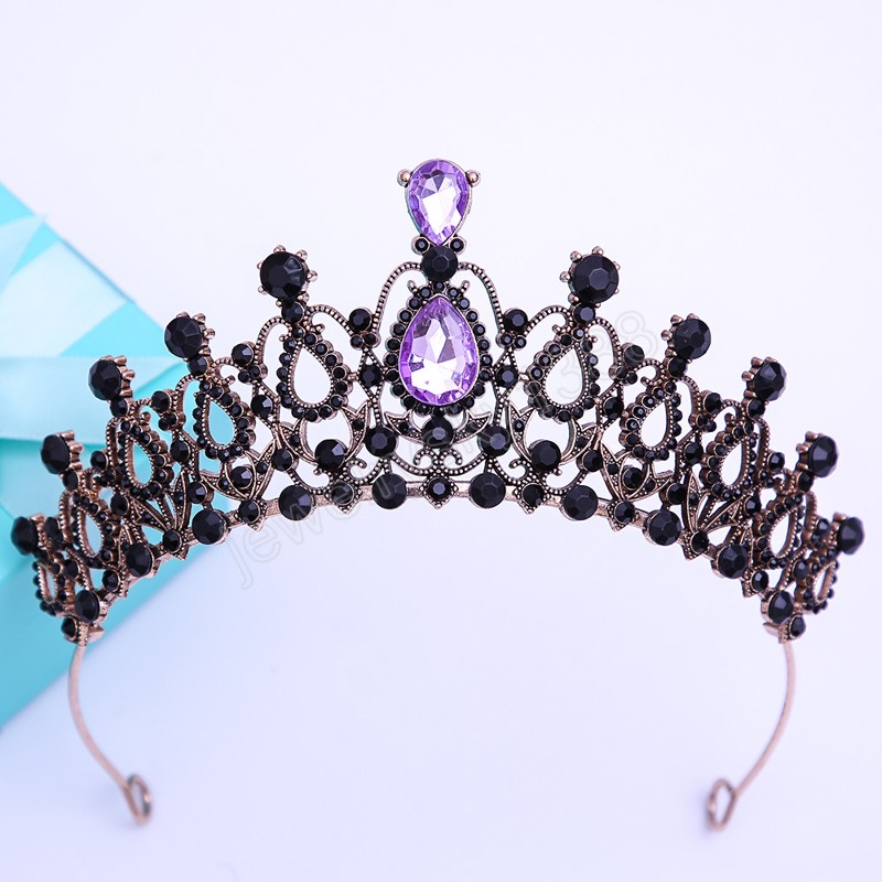 Vintage Black Queen Bruidskroon Hoofddeksels Kristal Tiara Voor Vrouwen Bruiloft Kroon Haar Jurk Accessoires Sieraden