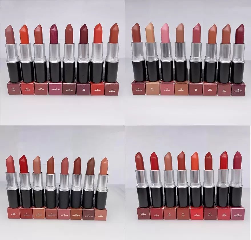 Lipstick Matte Rouge A Levres Aluminum Tube Lustre Lipsticks with Series Number Russian Red Top Quaity 