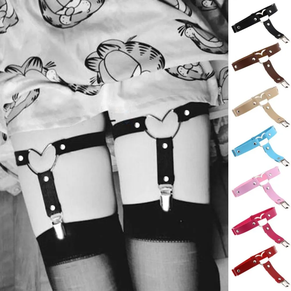 Sexy Fashion Heart chainPunk Elastic Leg Garter Belt Rock Accessories for Night Club punk Jewelry