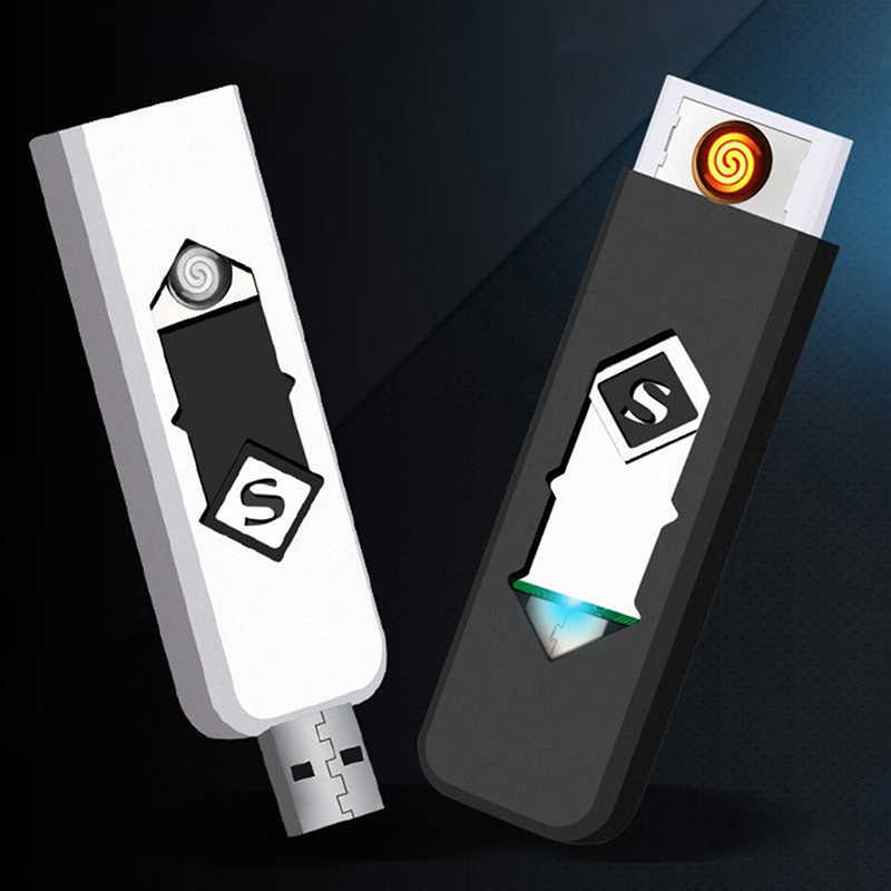 Nuovo accendino elettrico USB Accessori fumatori Strumenti Accendini multicolori Regalo da uomo antivento portatile ricaricabile ultrasottile 7OW7