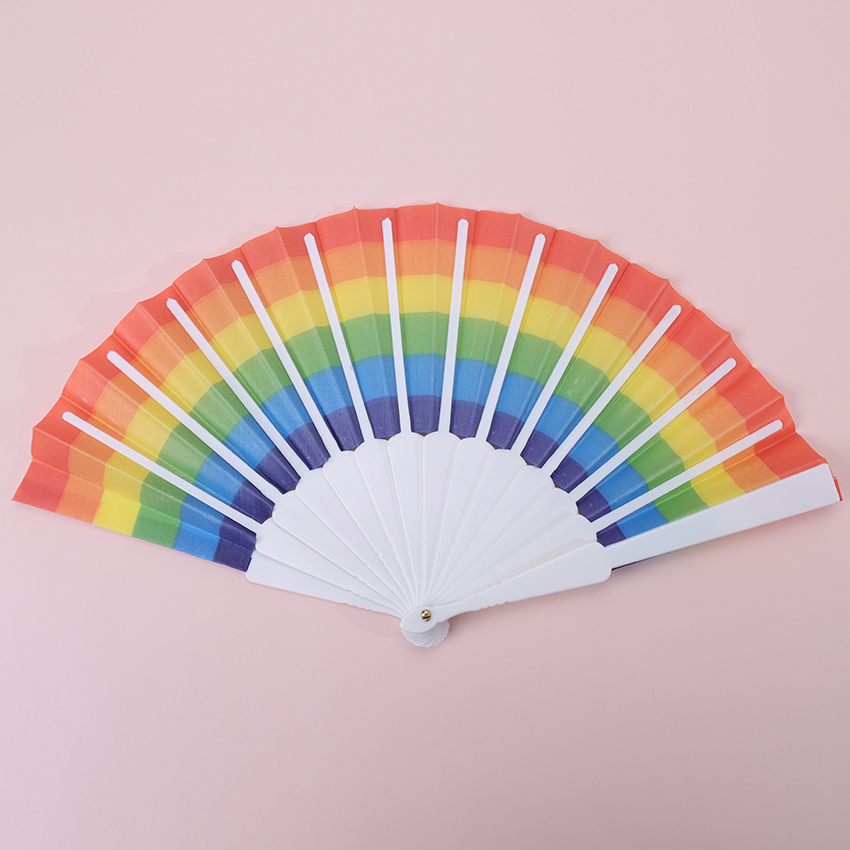 Rainbow Handheld Folding Fan Espagnol Rainbow Folding Dance Performance Décoration de la maison Ventilateur pour le festival de décoration de fête de mariage