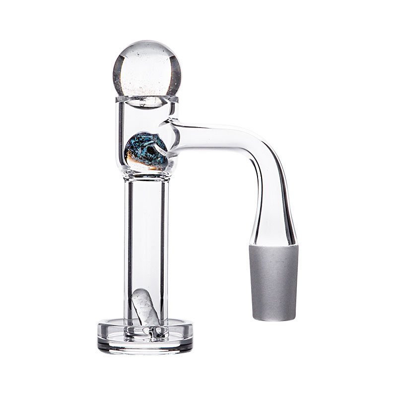 Épais Quartz Blanc Blender Spin Banger Perles avec Terp Slurper Bord biseauté Clous sans dôme Soudure entièrement sans soudure Soudure de qualité américaine Bongs à eau en verre avec perles Boule de pilule