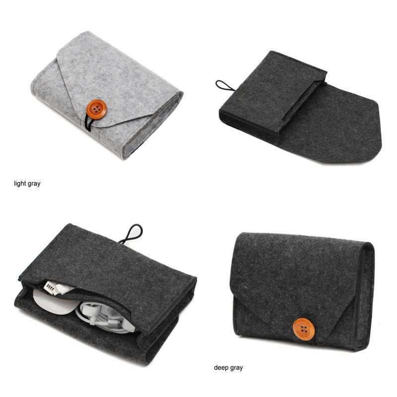 Portable Felt Storage Bag For Earphone Charger USB Hard Drive Case Protector Coin Bank Card Data Cable Felt Storage Pouch