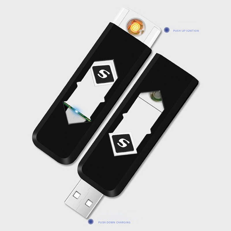 新しい電動ライターUSB喫煙アクセサリーツールマルチカラーライター超薄型充電式ポータブル風型の男性ギフト7ow7