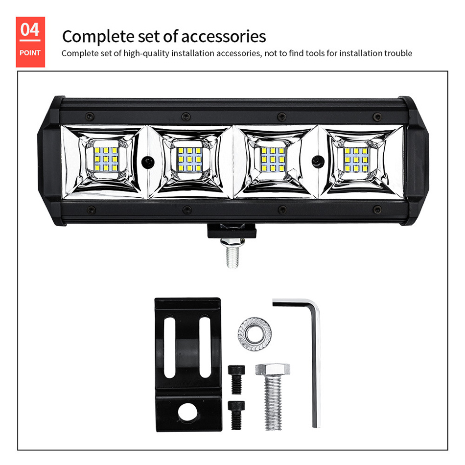 Luz de trabajo LED para automóvil 9 pulgadas 36 Luz 108W Tira de reflector LED Luces de trabajo auxiliares Faros delanteros para automóviles todoterreno