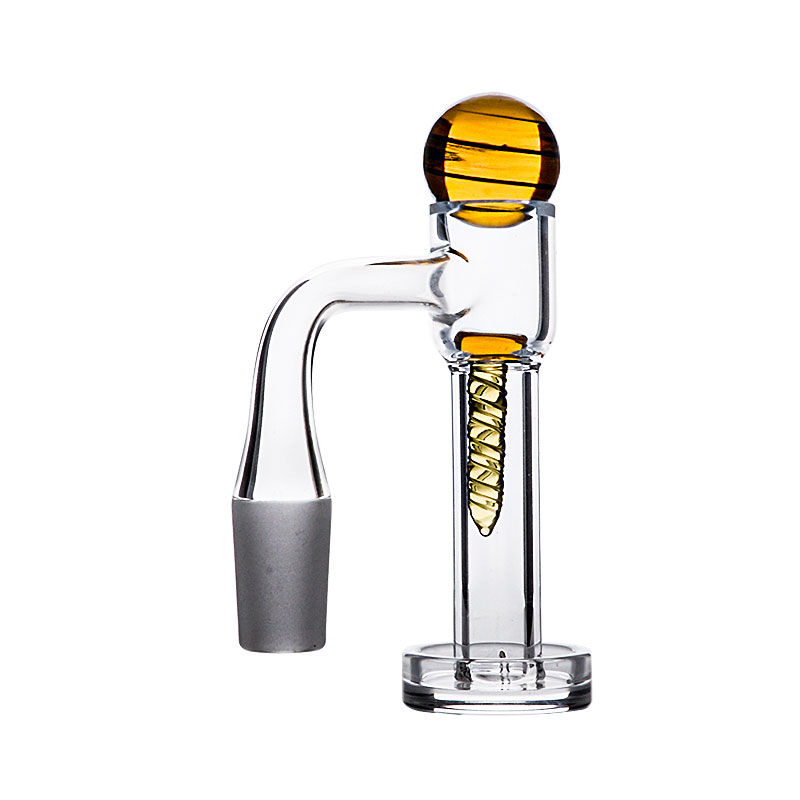 Épais Quartz Blanc Blender Spin Banger Perles avec Terp Slurper Bord biseauté Clous sans dôme Soudure entièrement sans soudure Soudure de qualité américaine Bongs à eau en verre avec perles Boule de pilule