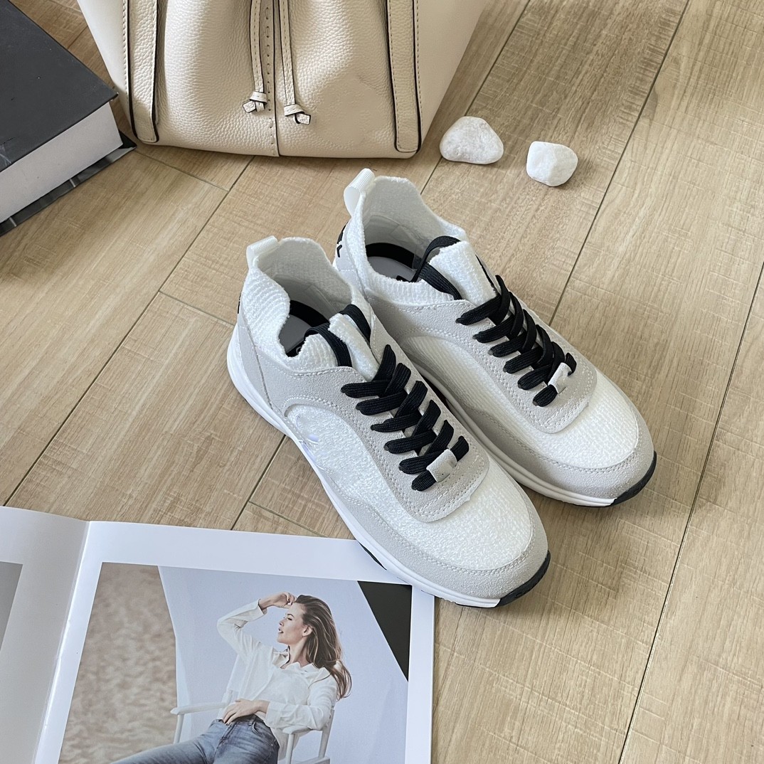 35-42 Womens Knit Sneakers Running Shoes Interlocking C Socks Sneaker Brands White Black Beige Fabric Suede Slip On Loafer 21S Runners Paris Designer Trainers