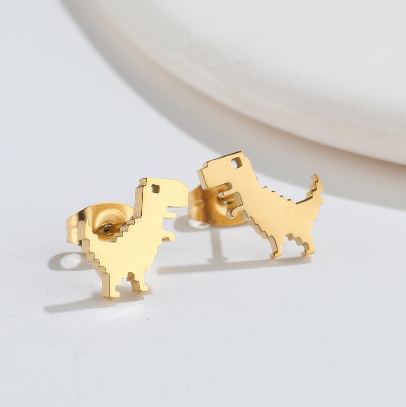 Classic Fashion Versatile Little Tyrannosaurus Rex Design Women's Earrings Women's Earrings Simple Punk Friend Party Gifts