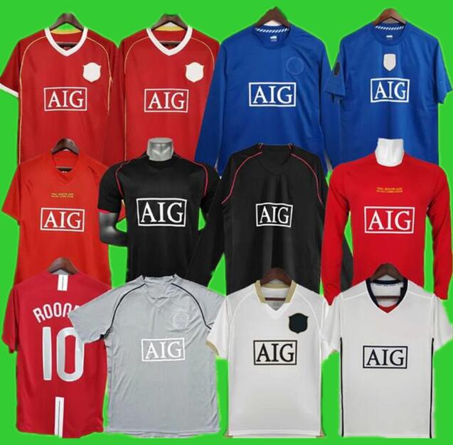 

06 07 08 09 manchester ronaldo retro soccer jerseys united classic vintage scholes utd 2006 2007 2008 rooney football shirt giggs maillot de, White;black