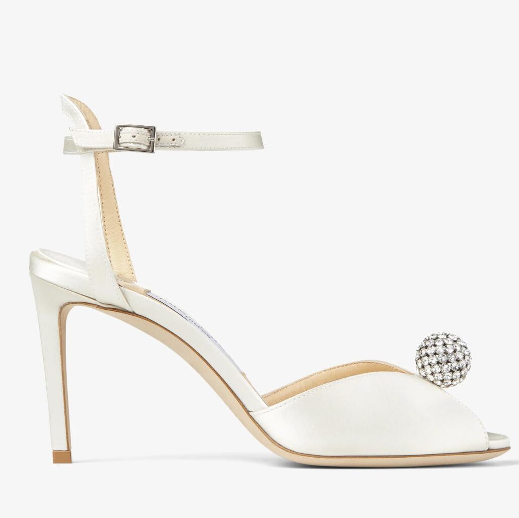 Nuptiale De Mariage Sacora Sandales Chaussures Femmes Blanc Perle V-cut Peep Toe Talons Aiguilles Flottantes Pompes Robe De Soirée De Mariage De Mariée Lady Sandalias EU35-43, Avec Boîte