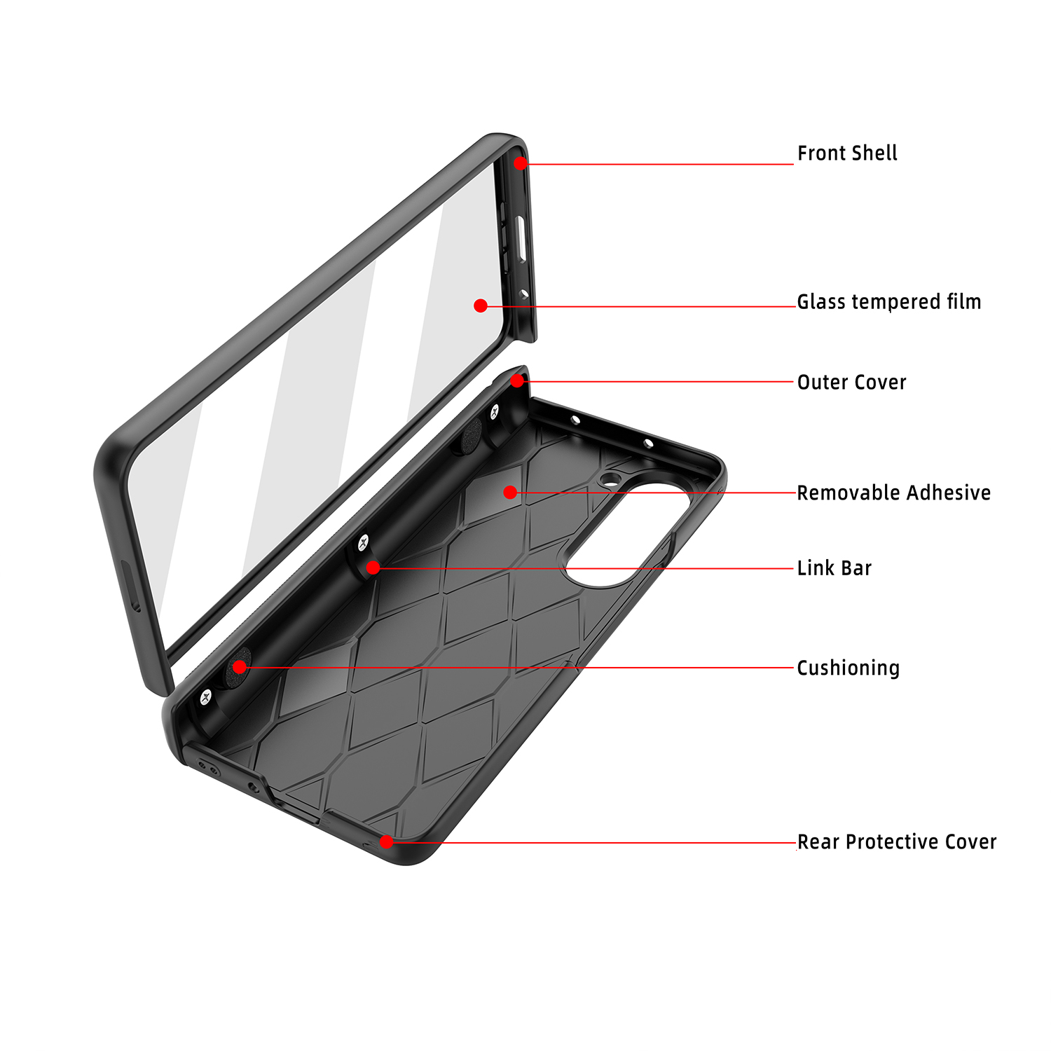 With Hinge For Samsung Galaxy Z Fold 5 4 3 2 Fold3 Fold4 Case Suitcase Hard Glass Film Screen Protection Cover