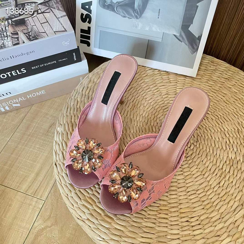 Fashion Women Sandals Senior Flowers Lace Pumps Italy Popular Peep Toe Sunflower Laces Embellished Simples Design Casual Evening Dress Sandal High Heels Box EU 34-43