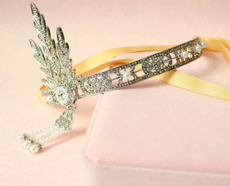 The Great Gatsby Hair Accessories Crystals Pearl Tassels Hair Hoop Headband Hair Jewelry Wedding Bridal Tiara Hairband